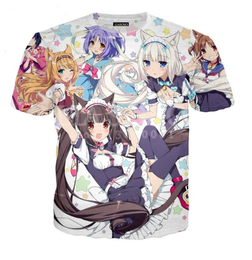 2019 Nueva Moda Caliente 3d Imprimir Mujeres Hombres Camiseta Verano Anime Nekopara Chocolat Vainilla Chicas Lindas Camiseta Hip Hop Pullover Manga - barista female maid outfit roblox