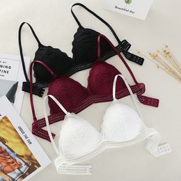 2019 French Triangle Cup Ring-Free Bra New Sexy Deep V Lace Underwear