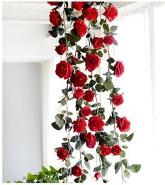 Simulated Australian Rose Decorative Flowers Rattan 1.8m Ceiling Winding Simulat Fake Flower Roses scane