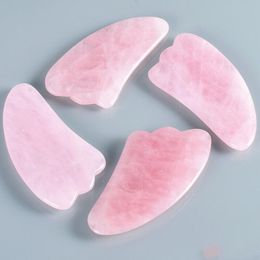 Rose Quartz Gua Sha Board Pink Jade Stone Body Facial Eye Scraping Plate Acupuncture Relaxation Health Care LX8155