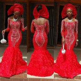 New Off the Shoulder Tiered Skirt Formal Party Gown Beading Prom Reception Dresses Luxury Red South African Lady Beaded Evening Dresses