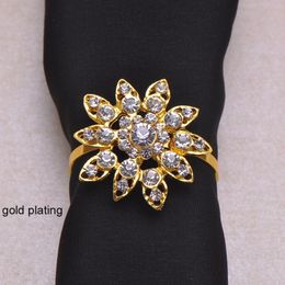 (J0428-with ring)100pcs/lot Elegant Wedding Flower Rhinestone Napkin Rings,Napkin Holders,with 40mm ring,silver or gold plating