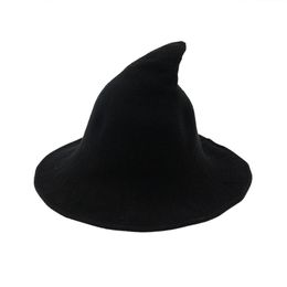 Witch Hat Diversified Along The Sheep Wool Cap Knitting Fisherman Hat Female Fashion Witch Pointed Basin Bucket for Halloween