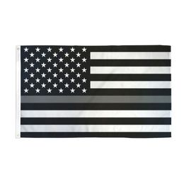 3x5 Police Thin Gray Line Black and White American Flag Banner Make Your Own Custom Flag, Indoor Ourdoor, Free Shipping