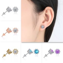 Inlaid Zircons Women Earrings Fashion Shiny Round Crown Shape Stud 5 Colours Woman Jewellery Gift One Pair With Two Pieces