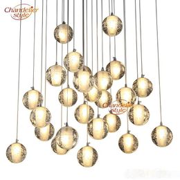 LED Crystal Glass Ball Pendant lamps Meteor Rain Ceiling Light Meteoric Shower Stair Bar Droplight Chandelier Lighting