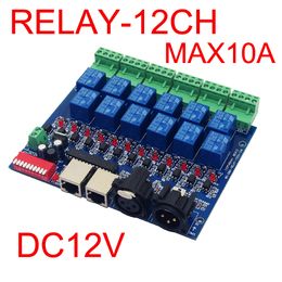 Freeshipping 12CH Relay switch dmx512 Controller RJ45 XLR relay output relay contro12 way switch(max 10A) for ledax 10A) for led