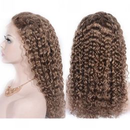 Lace Front Human Hair Wigs for Black Women 10# Cambodian Kinky Curly Lace Wig Pre Plucked With Baby Hair