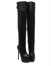 Hot Sale-16cm Sexy thigh high boots luxury designer woman over knee boots size 34 to 40