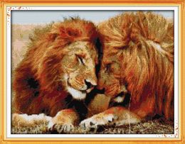 Gay lions lovers Handmade Cross Stitch Craft Tools Embroidery Needlework sets counted print on canvas DMC 14CT 11CT Home decor paintings