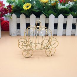 New European Creative Gold Metal Pumpkin Cart Crown Design Candy Boxes High Quality Wedding Favors W9982