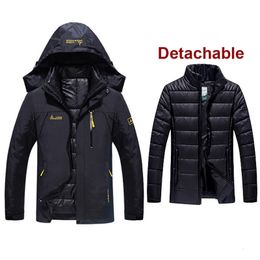 6XL Plus Size Men 3 In 1 Jacket With Down Liner Clothes Outdoor Male Thermal Warm Trekking Hiking Camping Skiing Climbing Coats T190919