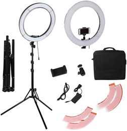 New Ring Light Kit [Upgraded Version-1.8cm Ultra Slim] - 18 inches, 3200-5600K, Dimmable LED Ring Light with Light Stand, Rotatable Phone