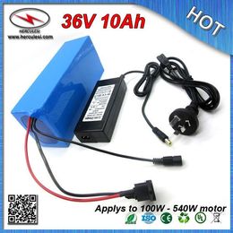 Venda quente PVC encaixotado 500 W Electirc bicicleta bateria 36 V 10Ah 3.7 V 2000 mah 18650 celular com carregador 15A BMS + 42 V 2A