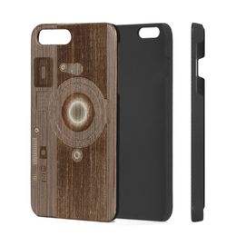 Shockproof Phone Cases For iPhone 11 12 X XR XS MAX Plus Eco-friendly Wood Spray Black Engraving And Printing Pattern Custom Case Cover