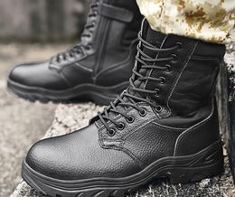 leather high Gang steel head anti pressure military boots anti puncture tactical boots wear resistant combat training Sneaker yakuda men online store