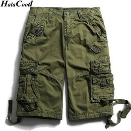 Mens Cargo Shorts Fashion Summer Calf-Length Cotton Short Pant Multi -Pocket Solid Male Puls Size Beach Men's Clothing Fat Pants
