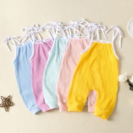 5 Colours Baby solid jumpsuits Clothing Toddler Girls and Boys Suspender rompers Infant Sling Romper Boutique Baby Climbing Clothes M2101