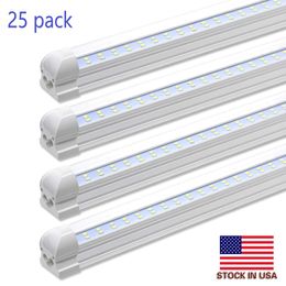 stock in us 8ft led t8 4ft tube lights double rows smd2835 led tubes 72w integrated 2 4m led shop lights 25pack