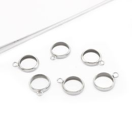 30pcs Stainless Steel Charms 8mm/10mm Round Blank Tray Bezel Setting Pendant For DIY Earring Bracelet Jewelry Making Accessories