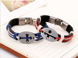 Couple bracelet Cross Charm Bangle Genuine Leather Bracelet Bracelet wristbands