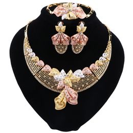Fashion Jewellery Sets African Nigeria Beads Dubai Gold/Silver Colour Women Wedding Bridal Turkish Choker Jewellery Set