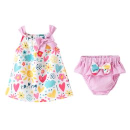 Toddler Clothing Infant Baby Girl Clothes Summer Ruffle Love printed Girl Dress Cute Girls Dresses Sundress Casual Children Clothing 0-5Y