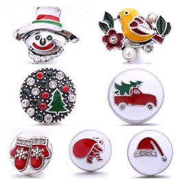 Noosa 18mm Christmas Ginger Snap Jewellery Silver Enamel Tree Hat Glove Snap DIY Necklace Bracelet Accessory New Finding MKI