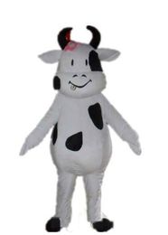 2018 Hot sale the head a white dairy cow mascot costume for adult to wear