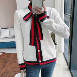 1225 New Arrival 2020 Spring Sweater Crew Neck Long Sleeve Cardigan White Black Brand Same Style Sweater Luxury JIAXING