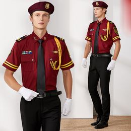 Quality Security uniform Spring Autumn suits Shirt + Pants + accessories Square collar Shirt Europe USA Hotel Property Protocol Clothes