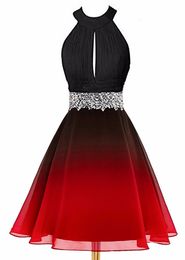 2019 New Sexy Backless Halter Mini Prom Dresses Beading Sequin Plus Size Homecoming Cocktail Party Special Occasion Gown Vestido Fiesta BH37