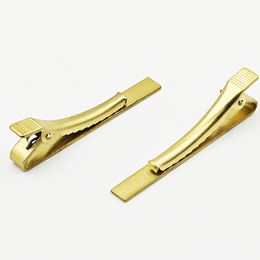 Tie Clips 5.8*0.6cm gold Colors Plating copper For Business man Neck tie Clips father Tie Clips Christmas gift Free TNT Fedex