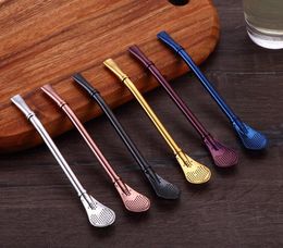 Tool Mix Color Bombilla straws filter straw Stainless Steel Drinking Spoon Tea Coffee Yerba Mate Reusable Colorful