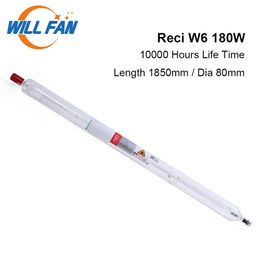 Will Fan Reci W8 180W Co2 Laser tube Length 1850mm Diamete 80mm For Laser Engraving Cutter Machine 10000 Hours Glass Pipe