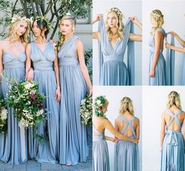 Simple A Line Chiffon Convertible Bridesmaid Dressees One Shoulder Sweetheart Backless Maid Of Bride Dress Plus Size Floor Length AL3408