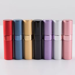 wholesale 15ML Empty Lipstick Shape Glass Perfume Bottle 15ML Rotary Type Aluminum Spray Cosmetic Packaging Bottle