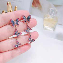 Fashion- Butterfly Dangle Earrings For Girls 2019 New Fashion Lover Gifts Shinning Crystal Insect Earings Rings Women Designer Jewelry