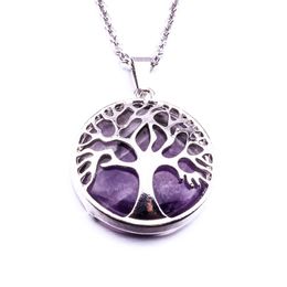 New Natural Stone white Turuoise Tree of life Necklace opal pink crystal life tree necklace for women Jewellery