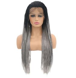 Длинные синтетические кружева передний парик для женщин Афро-американских плетеных искусственных волос парики