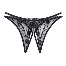 Women Panties Sexy Lace Underwear G String Sexy Hollow Out Lingerie Floral Thong Open Butt Transparent Thong Ladys Panties Tanga Femme