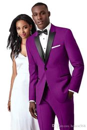 Handsome One Button Groomsmen Peak Lapel Groom Tuxedos Men Suits Wedding/Prom/Dinner Best Man Blazer(Jacket+Pants+Tie+Vest) 656