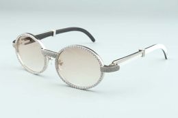 Novos óculos de sol de diamante de chifre misto natural 7550178-B7 óculos de sol de diamante de armação completa de alta qualidade tamanho da armação 55-22-140mm DHL frete grátis