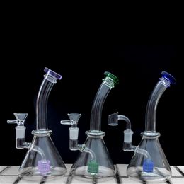 Hookahs Colourful glass bong recycler dab rig 14mm Female Mini Oil Rigs Hookahs Beaker Water pipe for Smoking