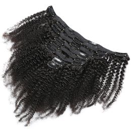 120G 8pcs Afro Kinky Curly Clip In Hair Extensions Virgin Human Hair Natural Color In Stock