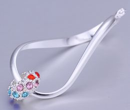 Wholesale- silver Crystal Shambhala hoop earrings diamond wedding drop shipping 12pcs /lot E81