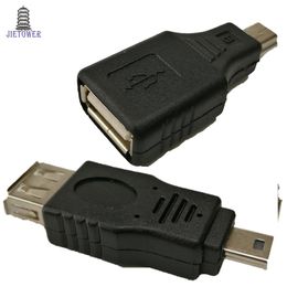 500pcs/lot Black USB 2.0 A Female To Mini USB B 5Pin Male Plug OTG Host Adapter Converter Connector