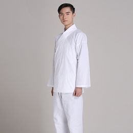 Unisex Comfortable Pyjamas Hanfu 100% cotton clothing sleepwear at home leotard Chinese ancient White Pyjamas Practise jerseys In Temples