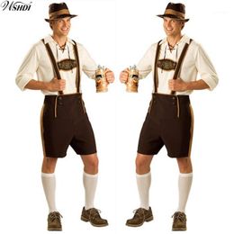 Costume Oktoberfest Lederhosen Bavarese Octoberfest Festival tedesco Birra Halloween per uomo Costumi birra Taglie forti M, L, XL, 2XL1