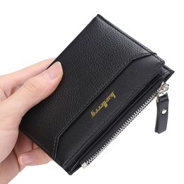 mens new wallet sleek minimalist business short zipper coin purse open wallet bag multicard card package